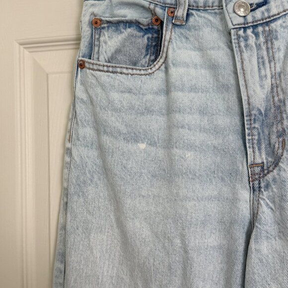 American Eagle Highest Rise Baggy Straight Jean Women 6 Blue Light Wash Y2K Boho - Picture 6 of 16